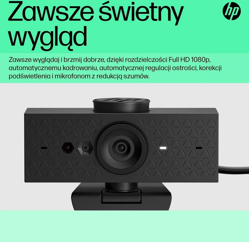 HP 625 USB FHD konferencijų verslo internetinė kamera – pakreipta, pasukama, dvigubą triukšmą mažinantis mikrofonas, HDR, suderinama su „Windows Hello“, pritvirtinama – Juodas