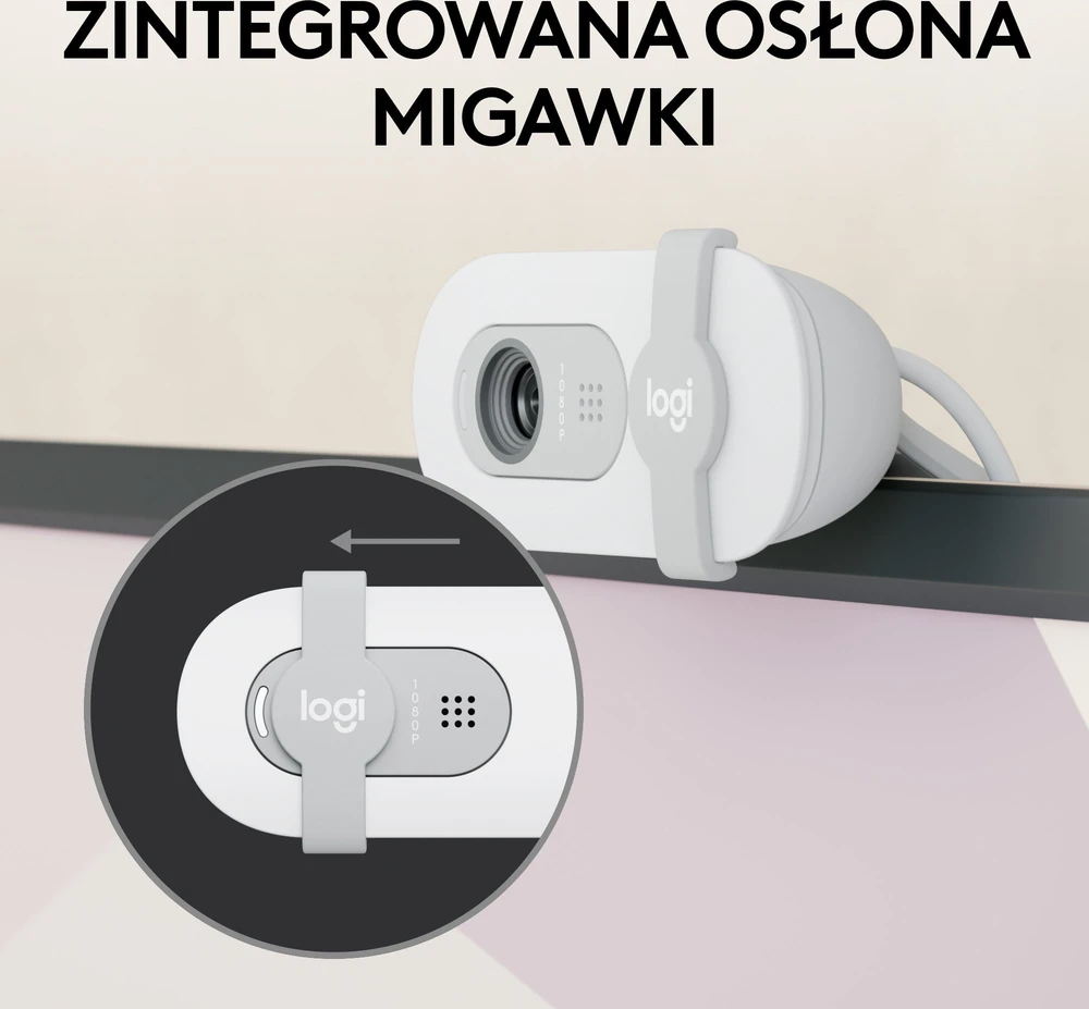 Internetinė kamera Logitech BRIO 100, baltos spalvos