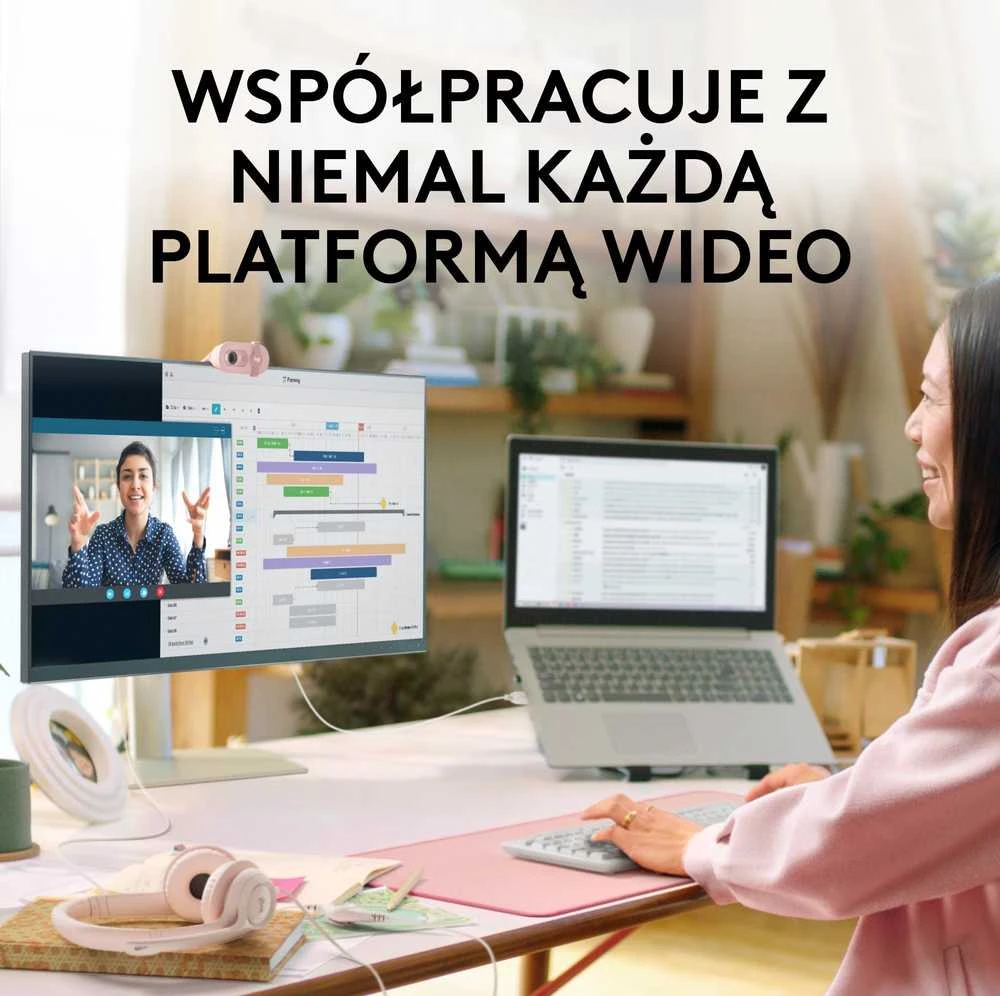 Internetinė kamera Logitech BRIO 100, rožinės spalvos