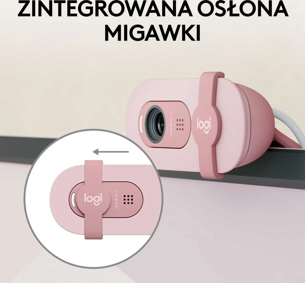 Internetinė kamera Logitech BRIO 100, rožinės spalvos