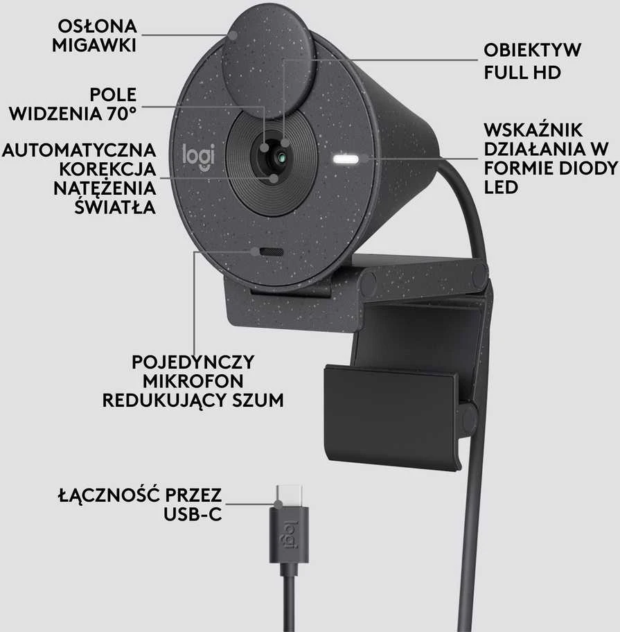 Internetinė kamera Logitech Brio 300, juoda