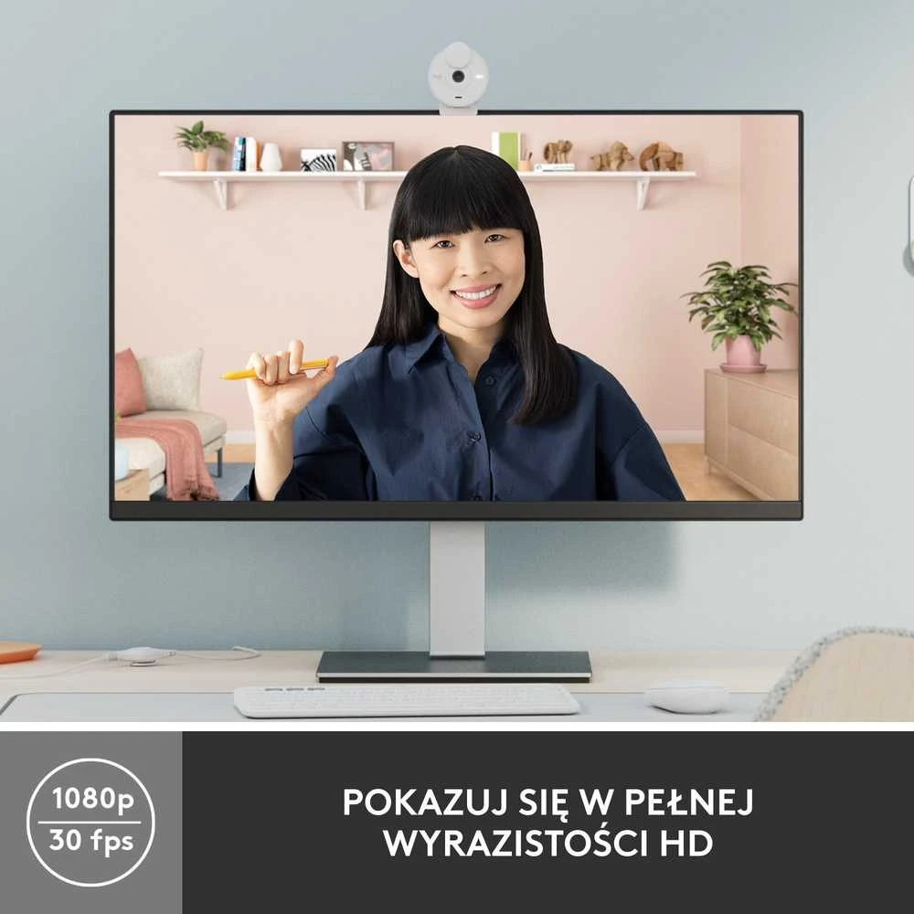 Internetinė kamera Logitech Brio 300, balta