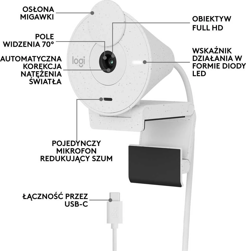 Internetinė kamera Logitech Brio 300, balta