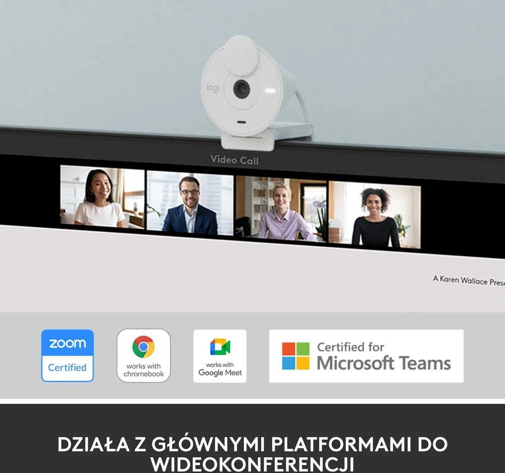 Internetinė kamera Logitech Brio 300, balta