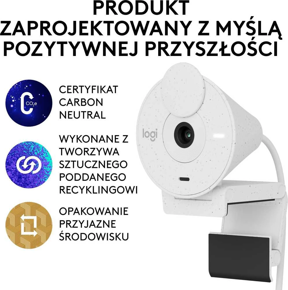 Internetinė kamera Logitech Brio 300, balta