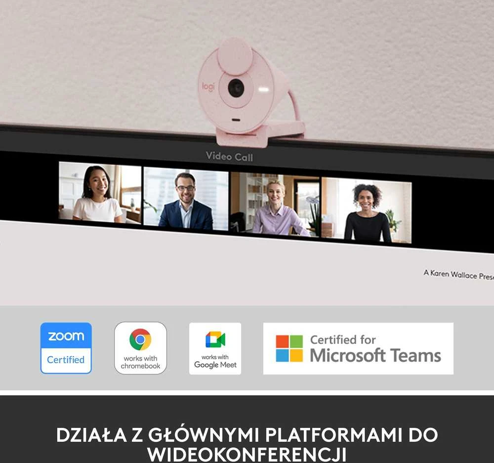 Internetinė kamera Logitech Brio 300, rožinė