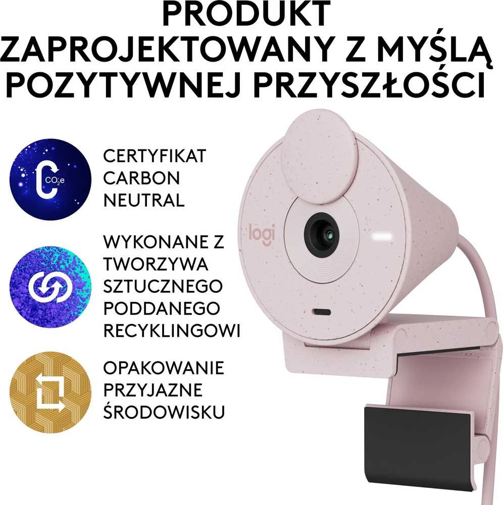 Internetinė kamera Logitech Brio 300, rožinė