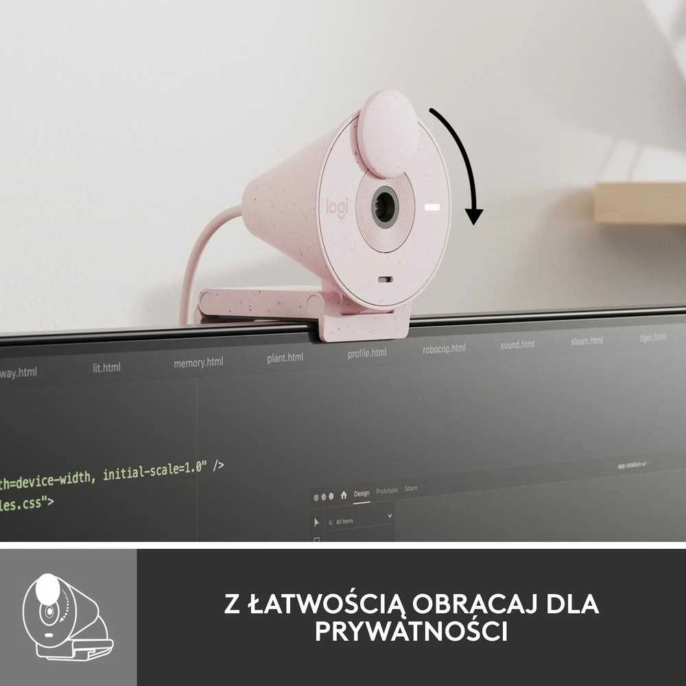 Internetinė kamera Logitech Brio 300, rožinė