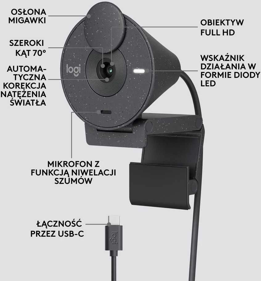 LOGITECH BRIO 305 žiniatinklio kamera, spalvota 2 MP 1920 x 1080 720p 1080p garso USB-C