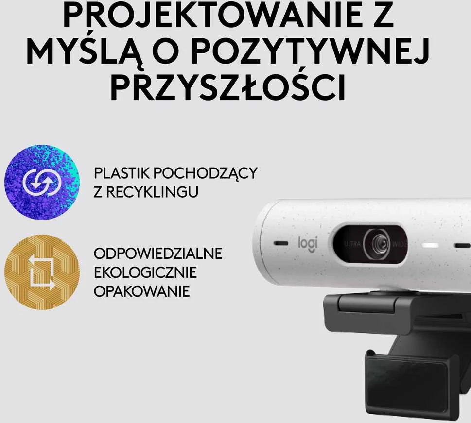 Internetinė kamera Logitech BRIO 500, Baltos spalvos