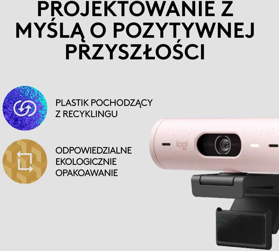 Internetinė kamera Logitech BRIO 500, Rožinės spalvos