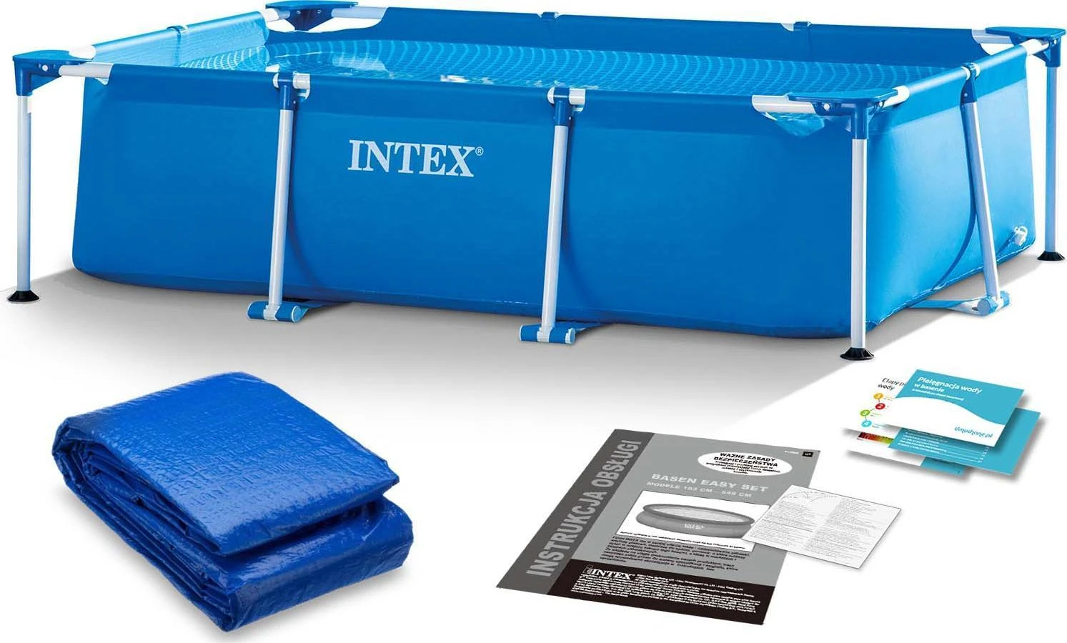 Intex Stačiakampis sodo baseinas, lengvas surinkimas, 1662 litrų talpa, šeimos lauko baseinas, vasaros sodo pramogos