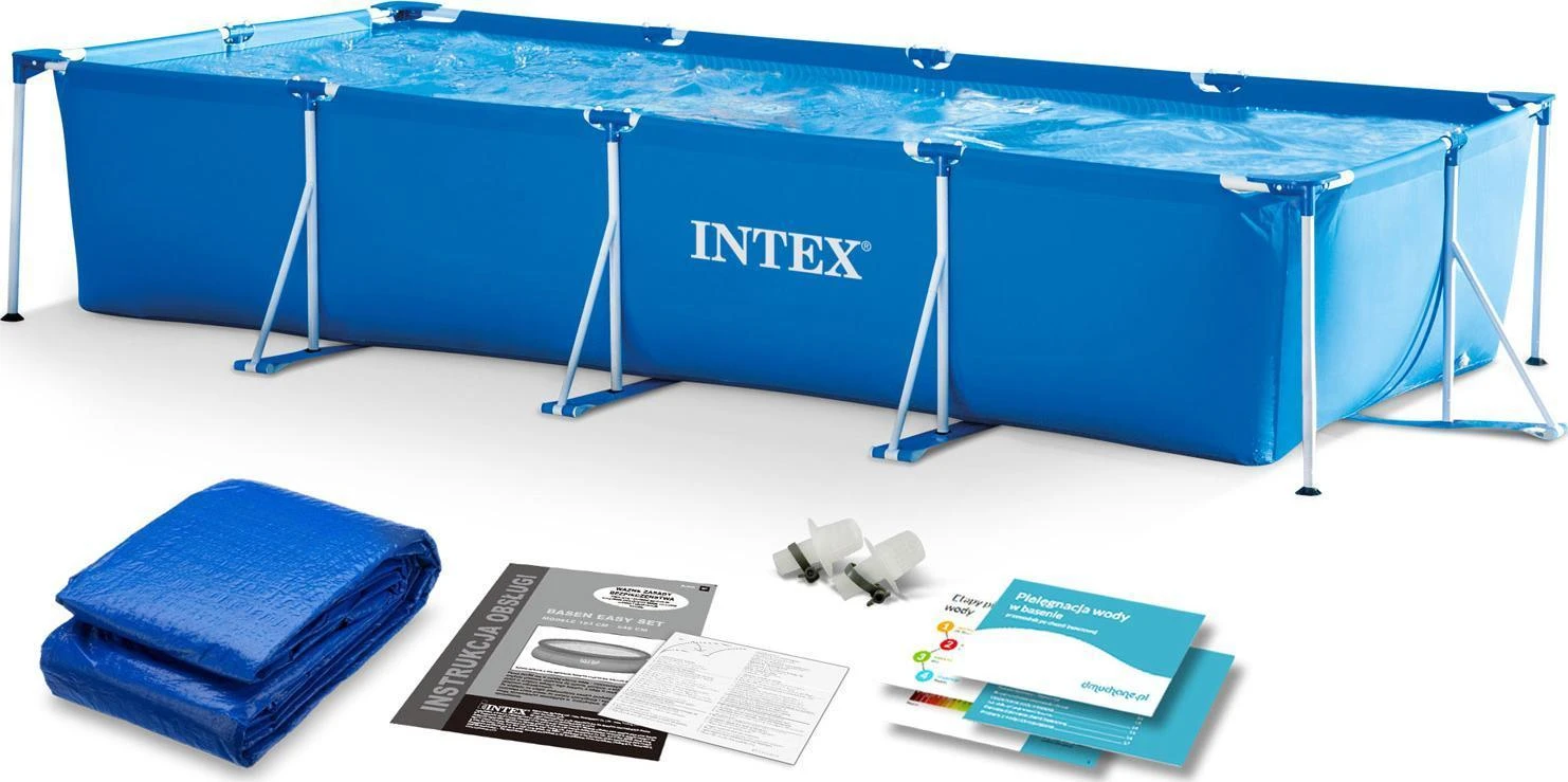 Intex Stačiakampis karkasinis baseinas, lengvai pastatomas sodo baseinas, šeimos lauko baseinas, 2282 litrų talpa, 260 x 160 x 65 cm