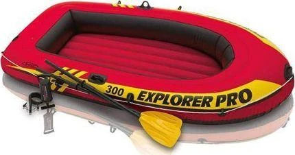 Oars Intex Explorer Pro 300 komplektas pripučiama valtis su irklais ir siurbliu Raudona/Geltona