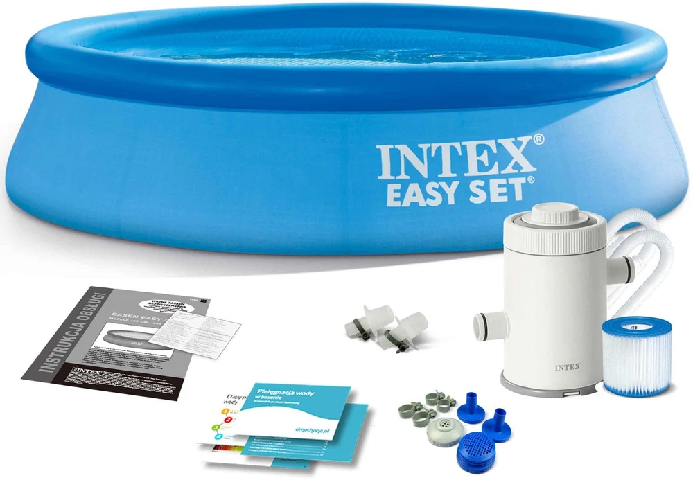 Pripučiamas lauko baseinas INTEX Easy Set 244 x 61 cm, su vandens filtru