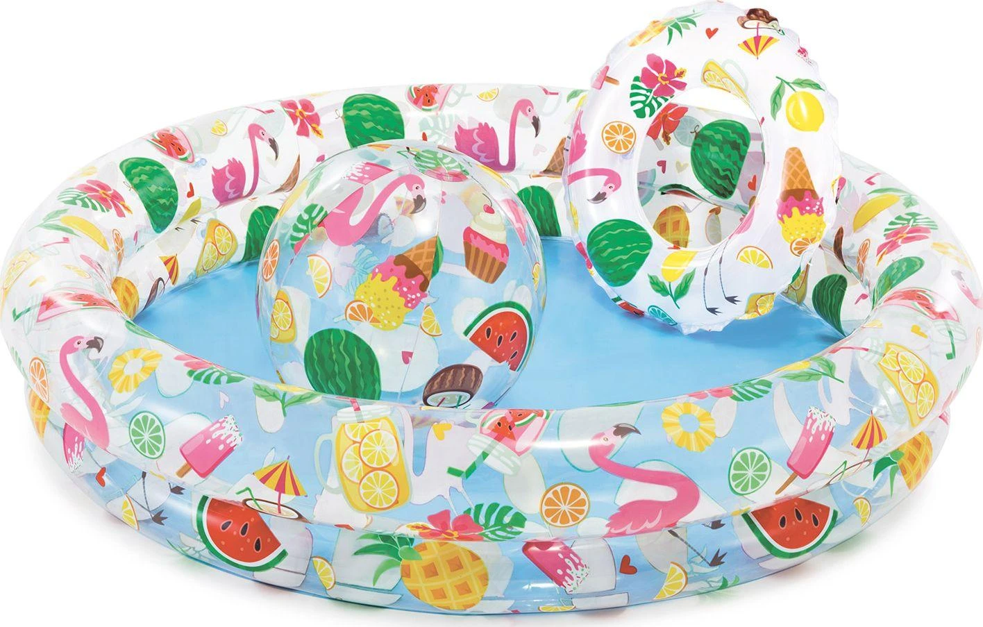 INTEX pripučiamas baseinas su ratuku ir kamuoliuku 122 x 25 cm, modelis 59460