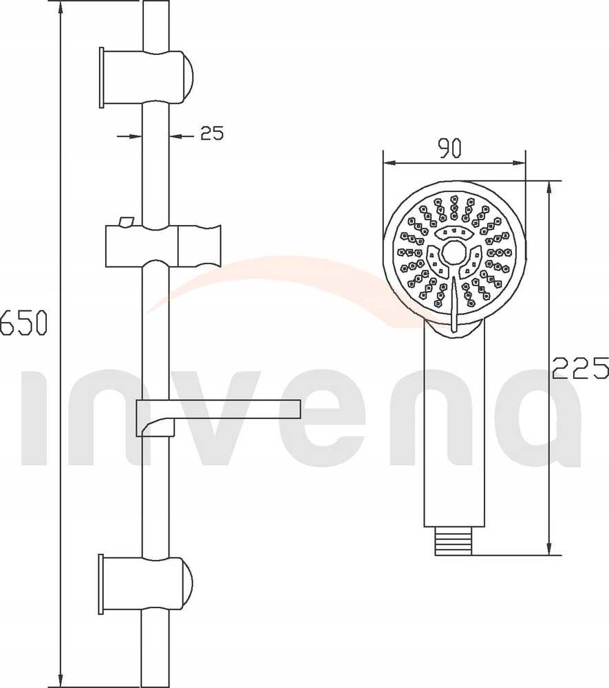Invena dušo komplektas FRESCO 3 FUNCTION SHOWER SET. - AU-86-NAT-C