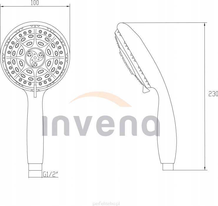 Invena Dušo komplektas PALIA 3 FUNCTION SHOWER HANDLE, CHROME - AS-57-001-D