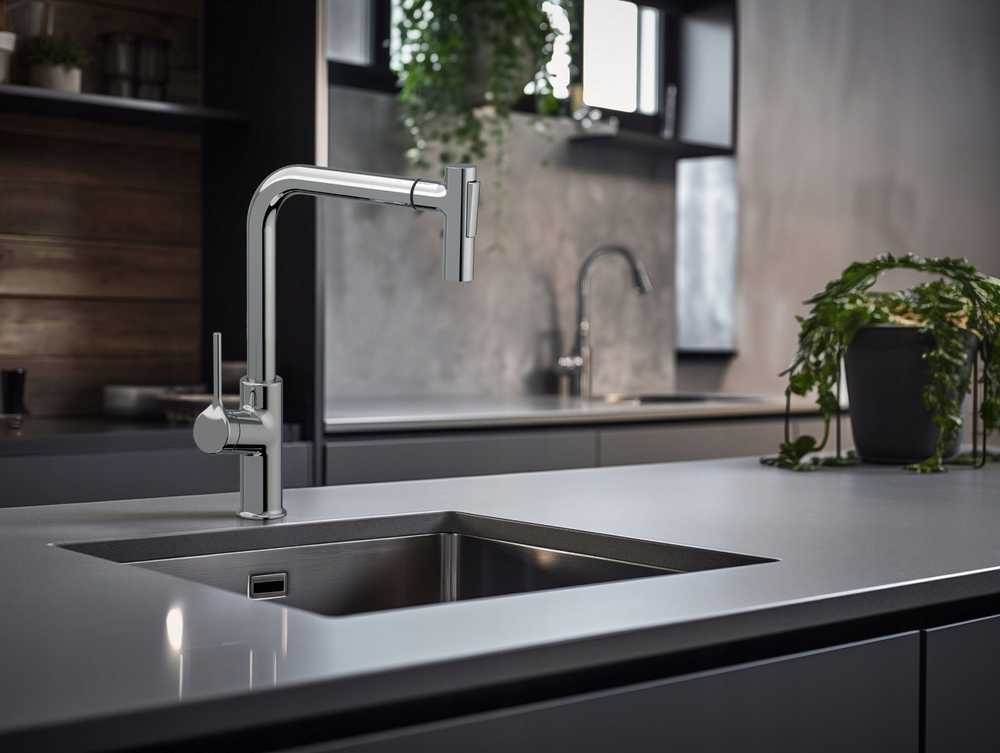 Virtuvinis maišytuvas Invena Sink mixer FARSALA, with pull-out spout, chrome color.