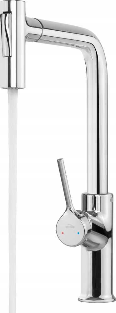 Virtuvinis maišytuvas Invena Sink mixer FARSALA, with pull-out spout, chrome color.