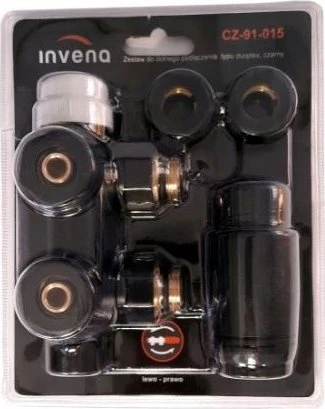 Invena Invena PROV duoplex termostatų rinkinys apatinei pajungimui, juodas CZ-91-015