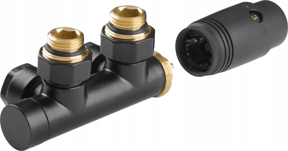 Invena Invena PROV duoplex termostatų rinkinys apatinei pajungimui, juodas CZ-91-015