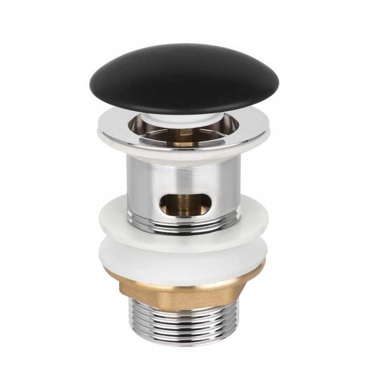 Invena Invena ceramiczny korek click-clack su przelewem, juoda półmat SC-B1-CZP-W