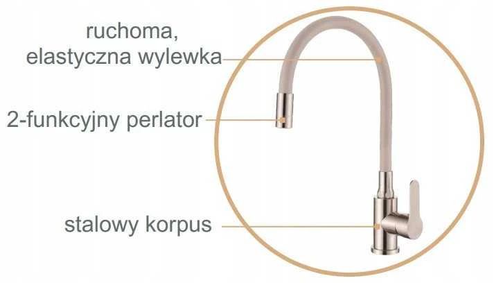 Virtuvinis maišytuvas Invena Invena baterija kuchenna Ksanti Inox, inox/juoda BZ-37-I43-L