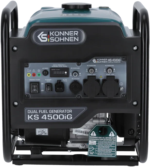 Inverterinis generatorius Könner & Söhnen KS 4500iG, 4,2 kW, 230 V, 13 l, dviejų kuro rūšių