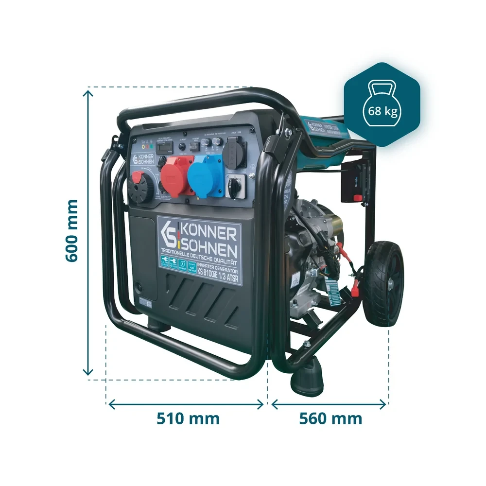 Inverterinis generatorius Könner & Söhnen KS 8100iE 1/3 ATSR, 8,5 kW, 230/400 V, 20 l