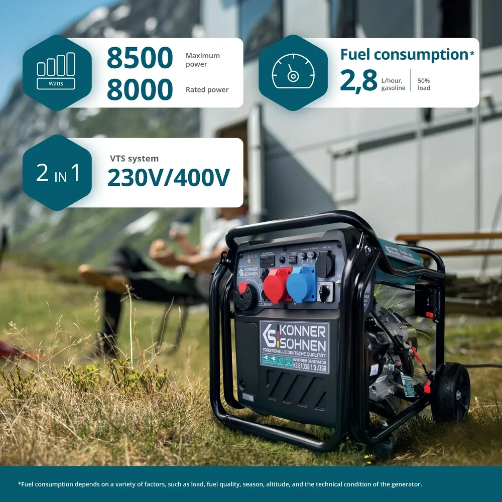 Inverterinis generatorius Könner & Söhnen KS 8100iE 1/3 ATSR, 8,5 kW, 230/400 V, 20 l