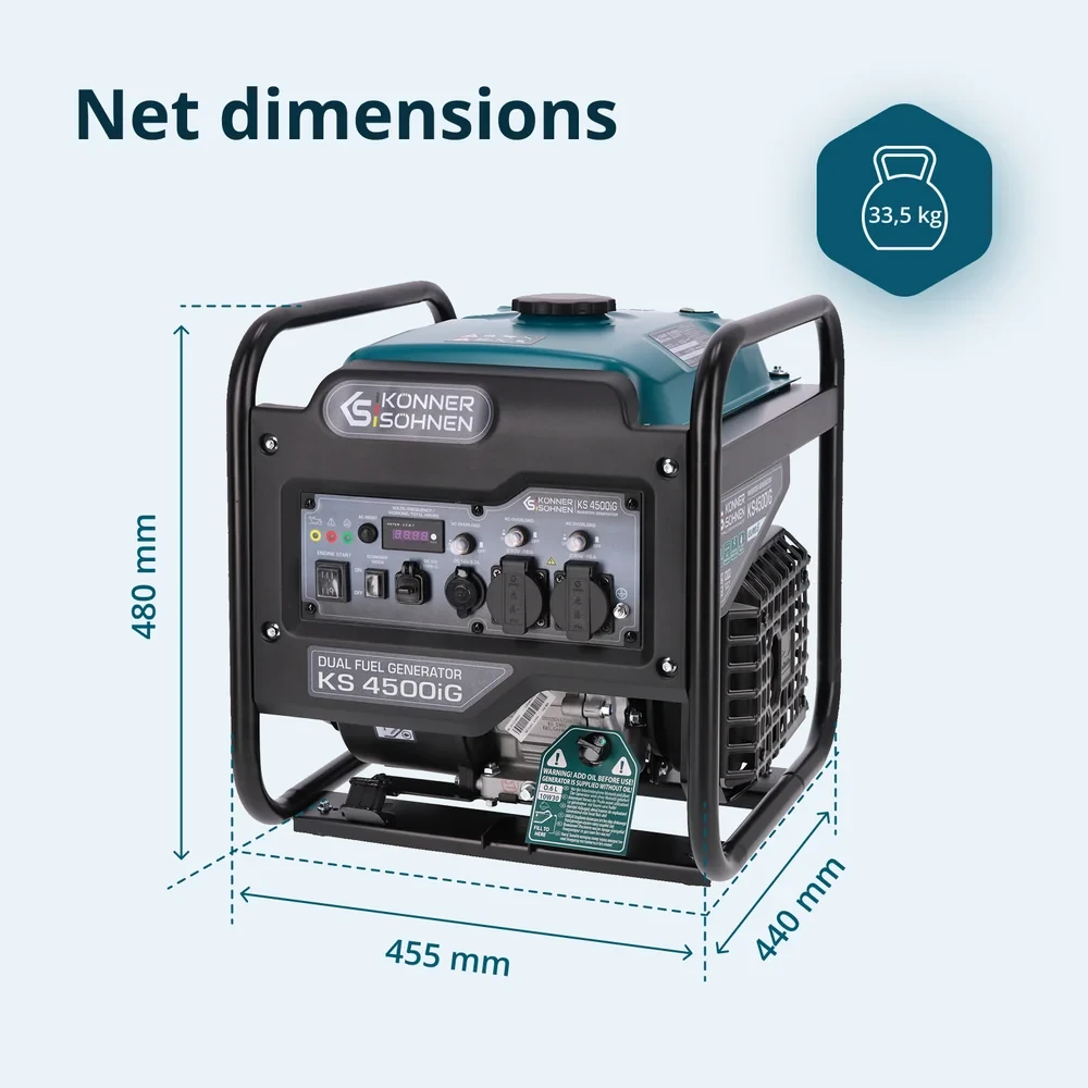 Inverterinis generatorius Könner & Söhnen KS 4500iG, 4,2 kW, 230 V, 13 l, dviejų kuro rūšių