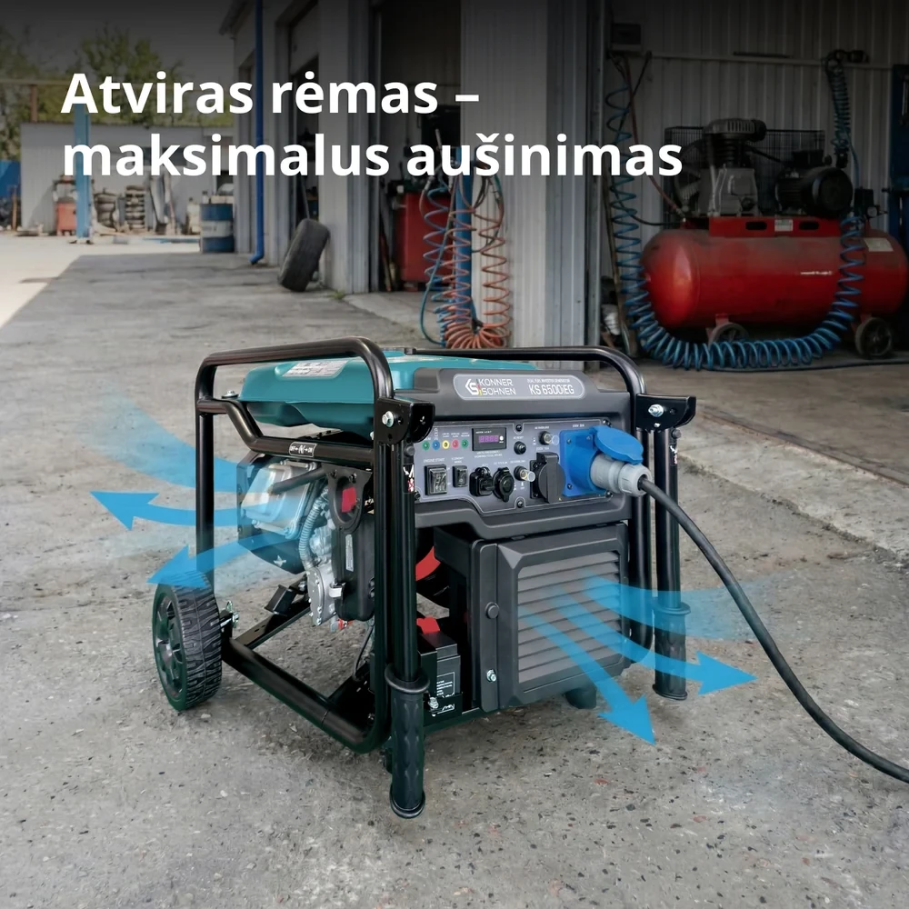 Inverterinis generatorius Könner & Söhnen KS 6500iEG, 6,5 kW, dviejų kuro rūšių, 230 V, 17 l