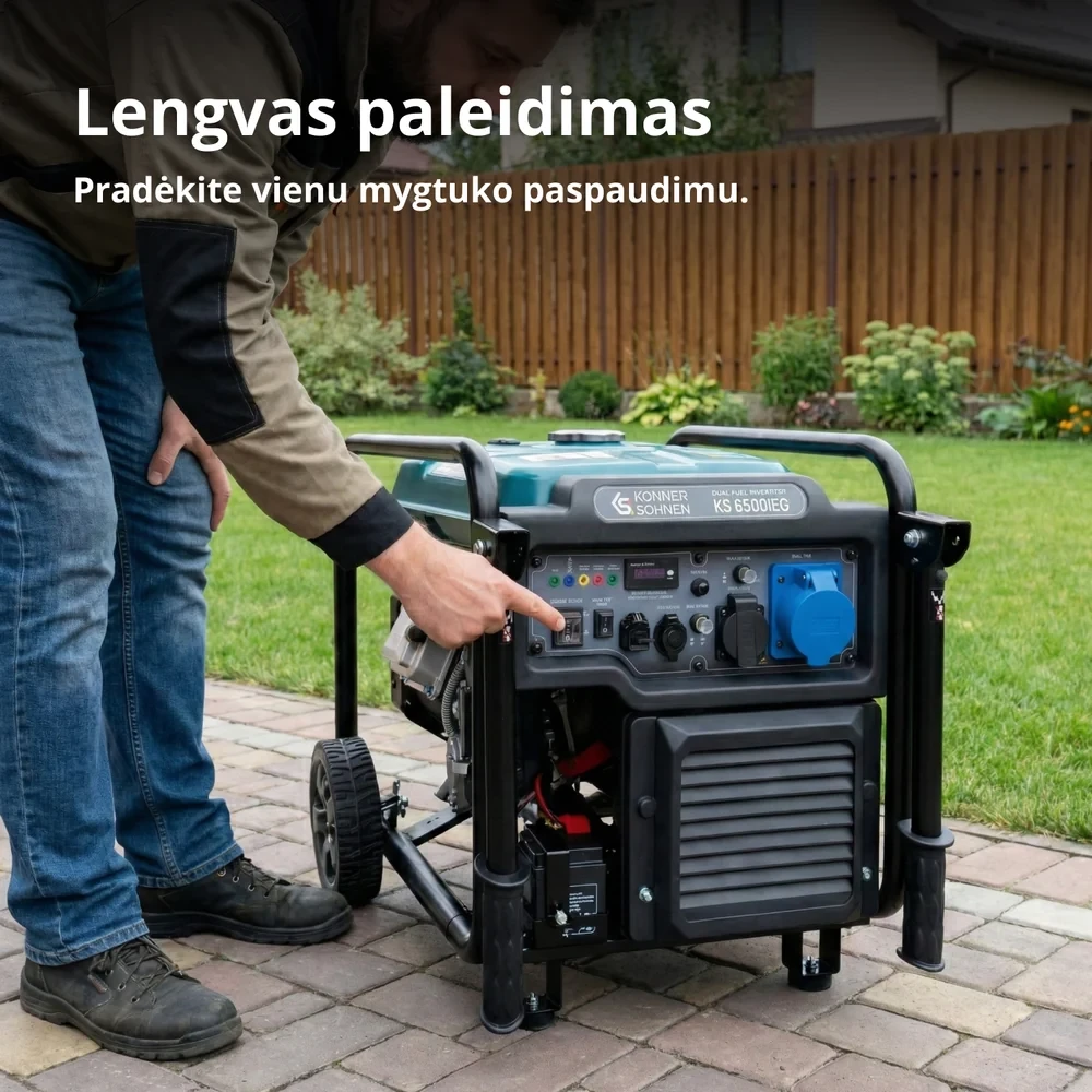 Inverterinis generatorius Könner & Söhnen KS 6500iEG, 6,5 kW, dviejų kuro rūšių, 230 V, 17 l