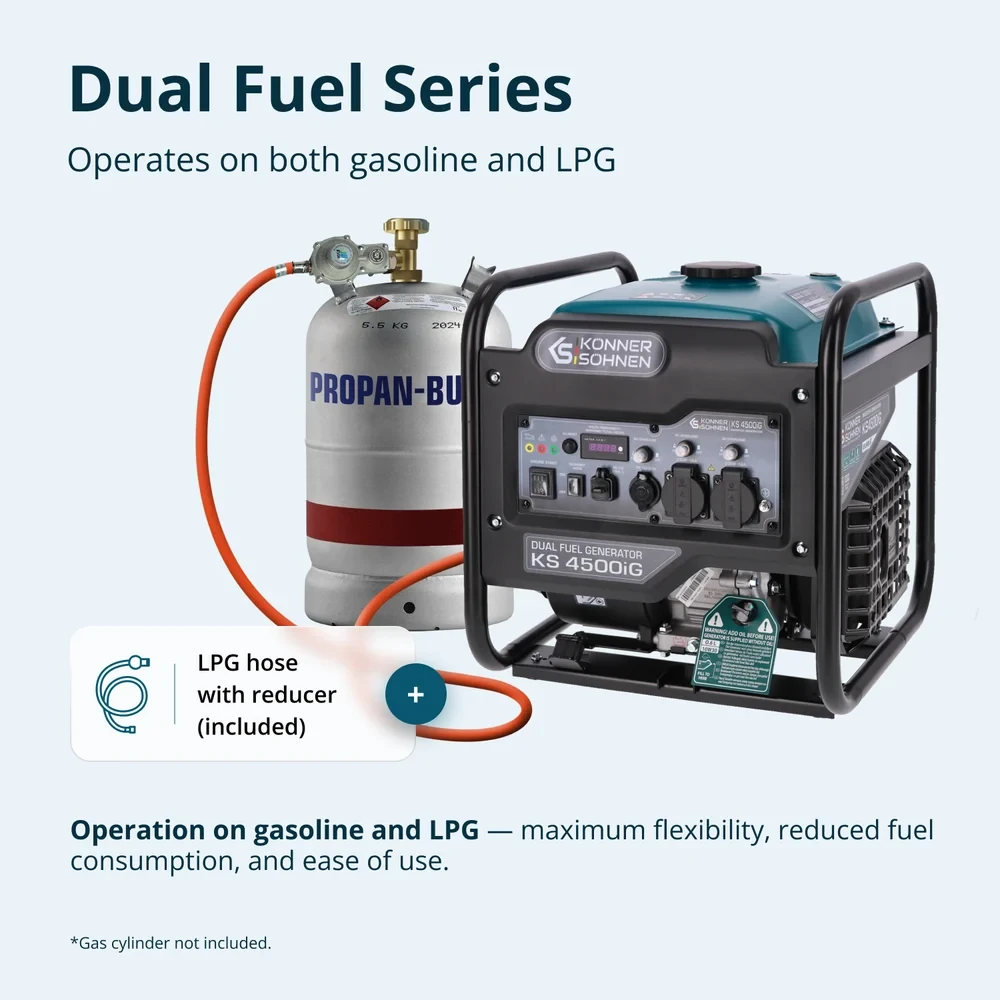 Inverterinis generatorius Könner & Söhnen KS 4500iG, 4,2 kW, 230 V, 13 l, dviejų kuro rūšių