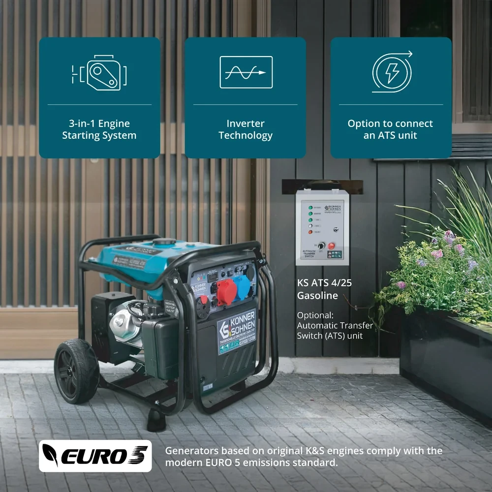 Inverterinis generatorius Könner & Söhnen KS 8100iE 1/3 ATSR, 8,5 kW, 230/400 V, 20 l