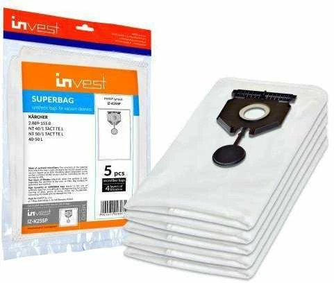 Invest Eco Synthetic Dulkių siurblių maišeliai Karcher NT 40/1 Tact Te L NT 50/1 Tact Te L (5vnt.) pakeisti 2.889-155.0
