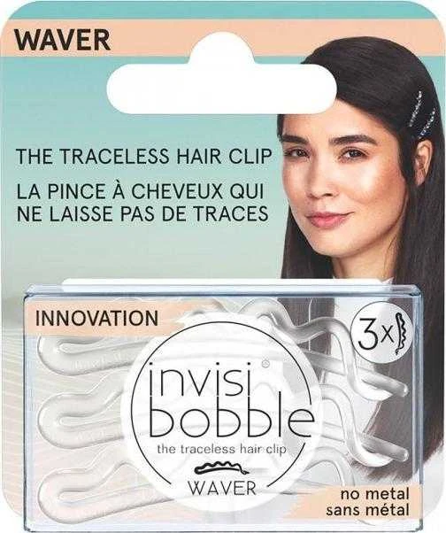 Trio InvisiBobble Waves plaukų sagtukų rinkinys, Crystal Clear, 3 vnt.