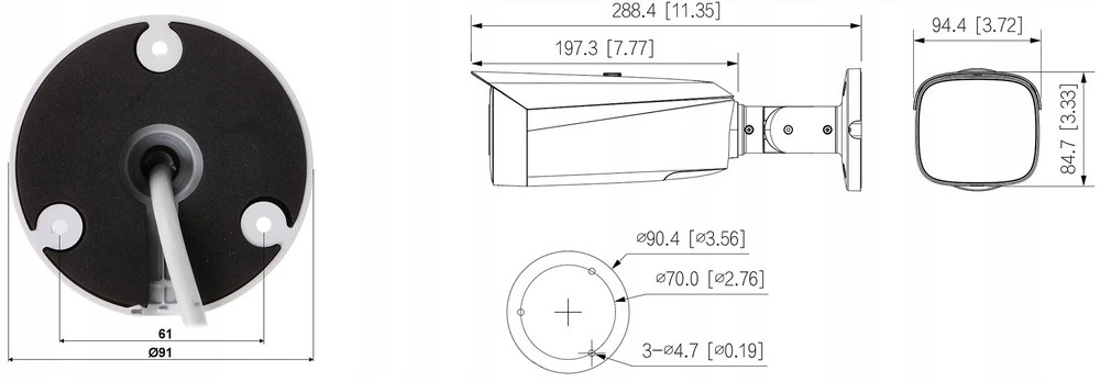 „Dahua Technology Co“ IP kamera HFW3849T1-AS-PV-PRO. 8MP spalvota. LED apšvietimas iki 50m. 3.6mm, PoE, IP67, SMD4