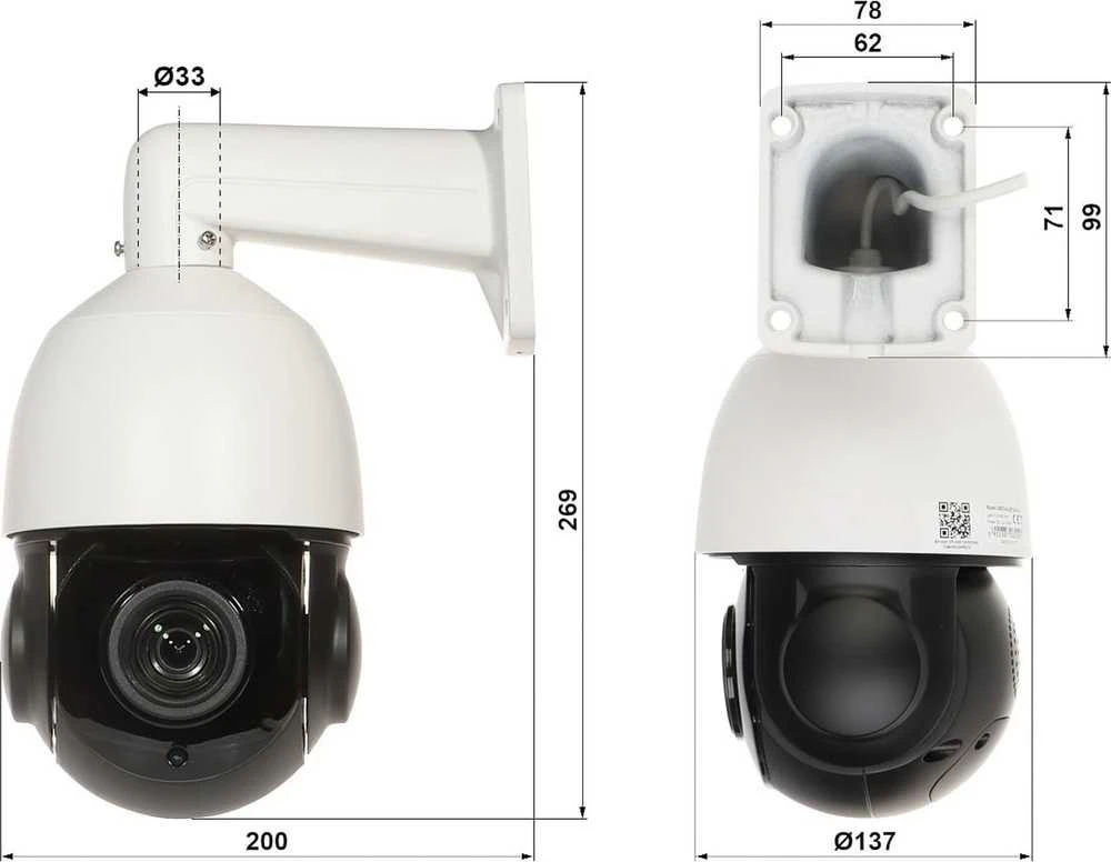Opti Lauko sukiojama IP kamera Omega-23P18-6P-AI – 1080p 5,35 mm 96,3 mm