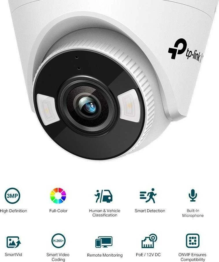 TP-LINK | VIGI 3MP visų spalvų bokštelio tinklo kamera | VIGI C430 | Kupolas | 3 MP | 2,8 mm | Maitinimas per Ethernet (PoE) | H.265+/H.265/H.264+/H.264 | Netaikoma