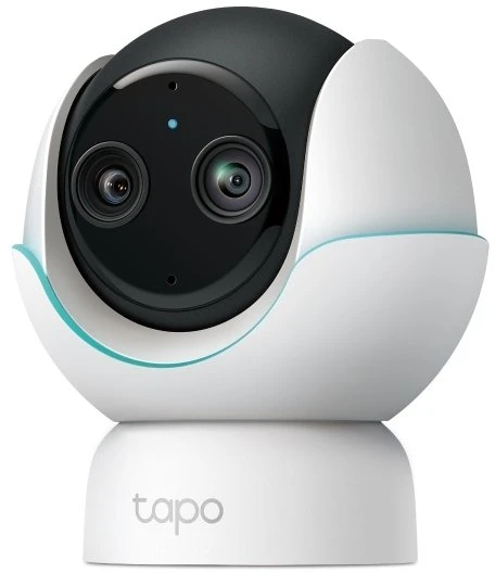 IP kamera TP-Link tinklo stebėjimo kamera, pasukama, pakreipiama, spalvota, diena ir naktis - 2560 x 1440 (plačiakampis) / 1920 x 1080 (teleobjektyvas) - 2K, 1080p - garsas - drahtlos - „Wi-Fi“ - „Bluetooth 5.0“ - H.264 - 5V