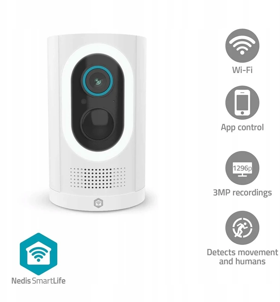 IP Nedis „SmartLife“ tamsiai pilka kamera | „Spotlight“ | 3 MP „Full HD 1296p“ | IP65 |