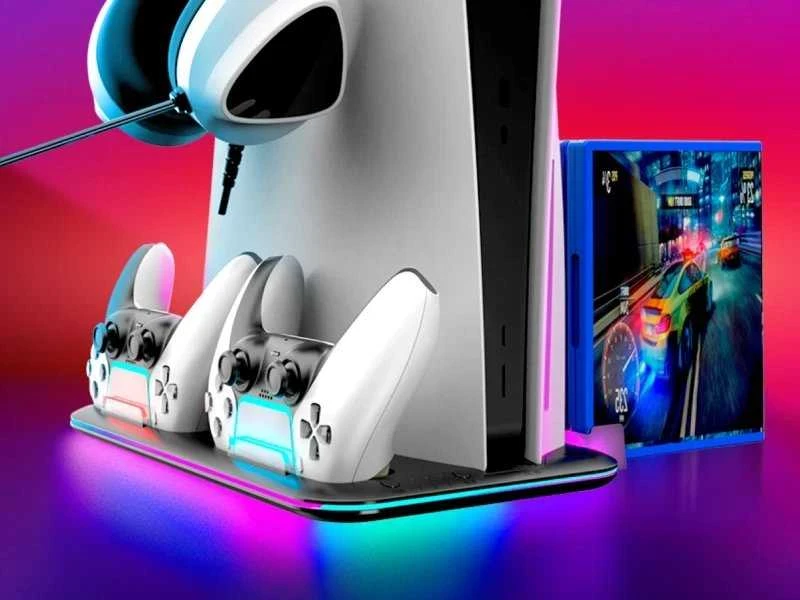 CANYON aušinimo stovas CS-51 RGB PS5 Slim/DE Charge Juodas
