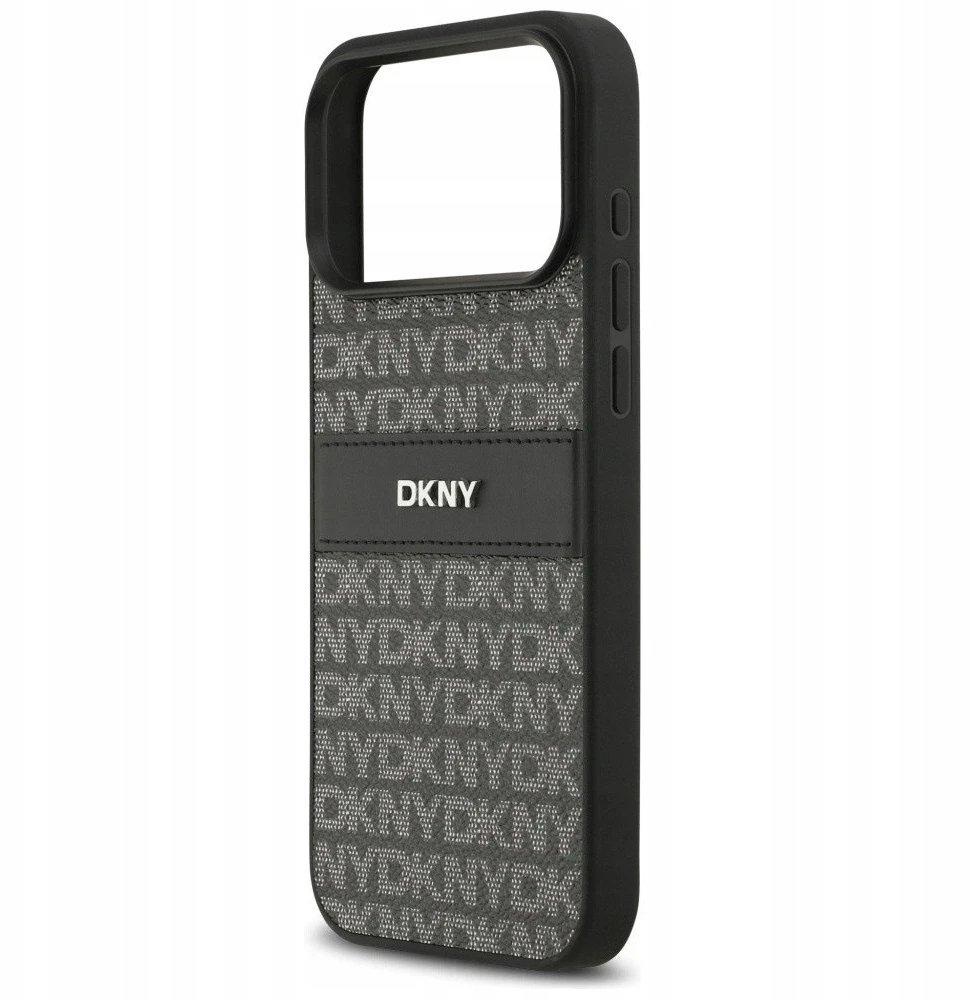 Dėklas DKNY Repeat Texture Pattern with Tonal Stripe skirtas Apple iPhone 17 Pro Max juodas