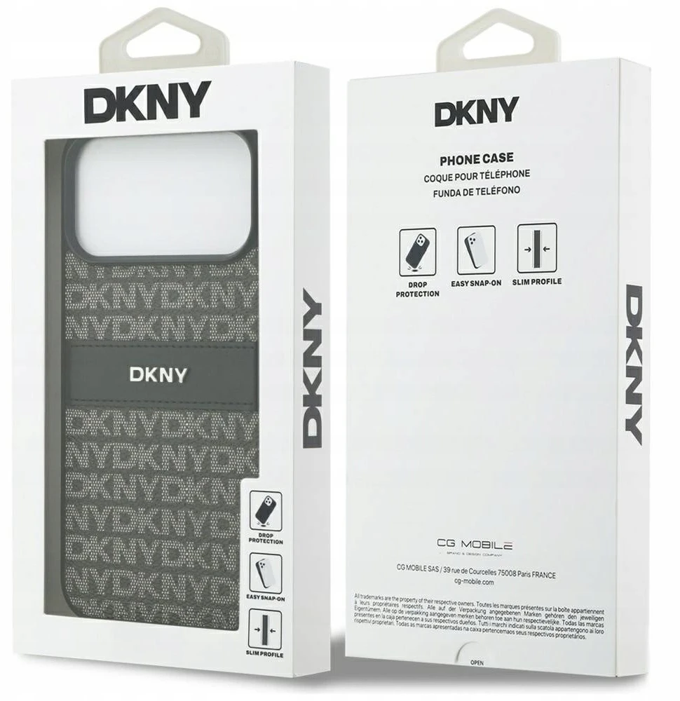 Dėklas DKNY Repeat Texture Pattern with Tonal Stripe skirtas Apple iPhone 17 Pro Max juodas