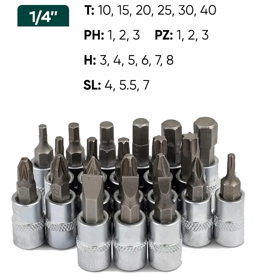 Įrankių rinkinys Įrankių rinkinys 1/4" 66el. (6-kątnych)