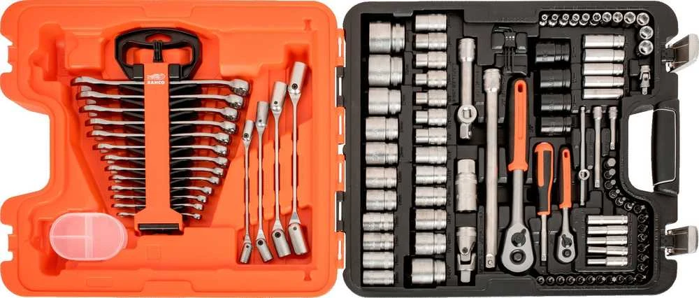 Bahco Galvučių, priedų ir raktų rinkinys 1/2" ir 1/4" 106 vnt