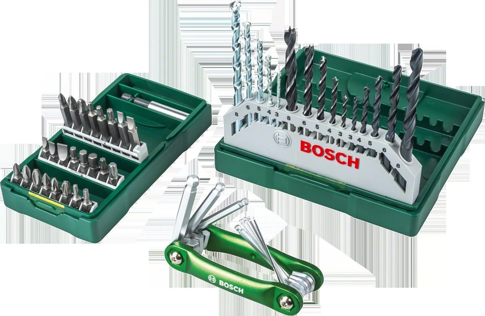 Grąžtas Bosch 15dalių ir 25dalių kompl. su HEX komlpektu
