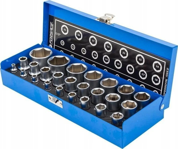 Įrankių rinkinys Forsage Rinkinys nasadek 1/4" & 1/2" 25el. (4-32mm) (6-kątnych)